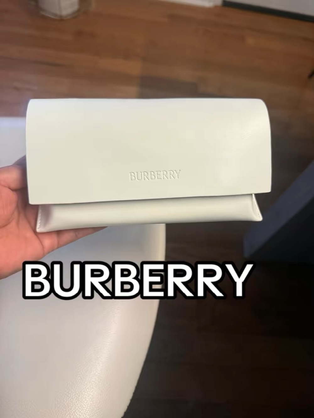 Burberry White Leather Sunglasses Case
